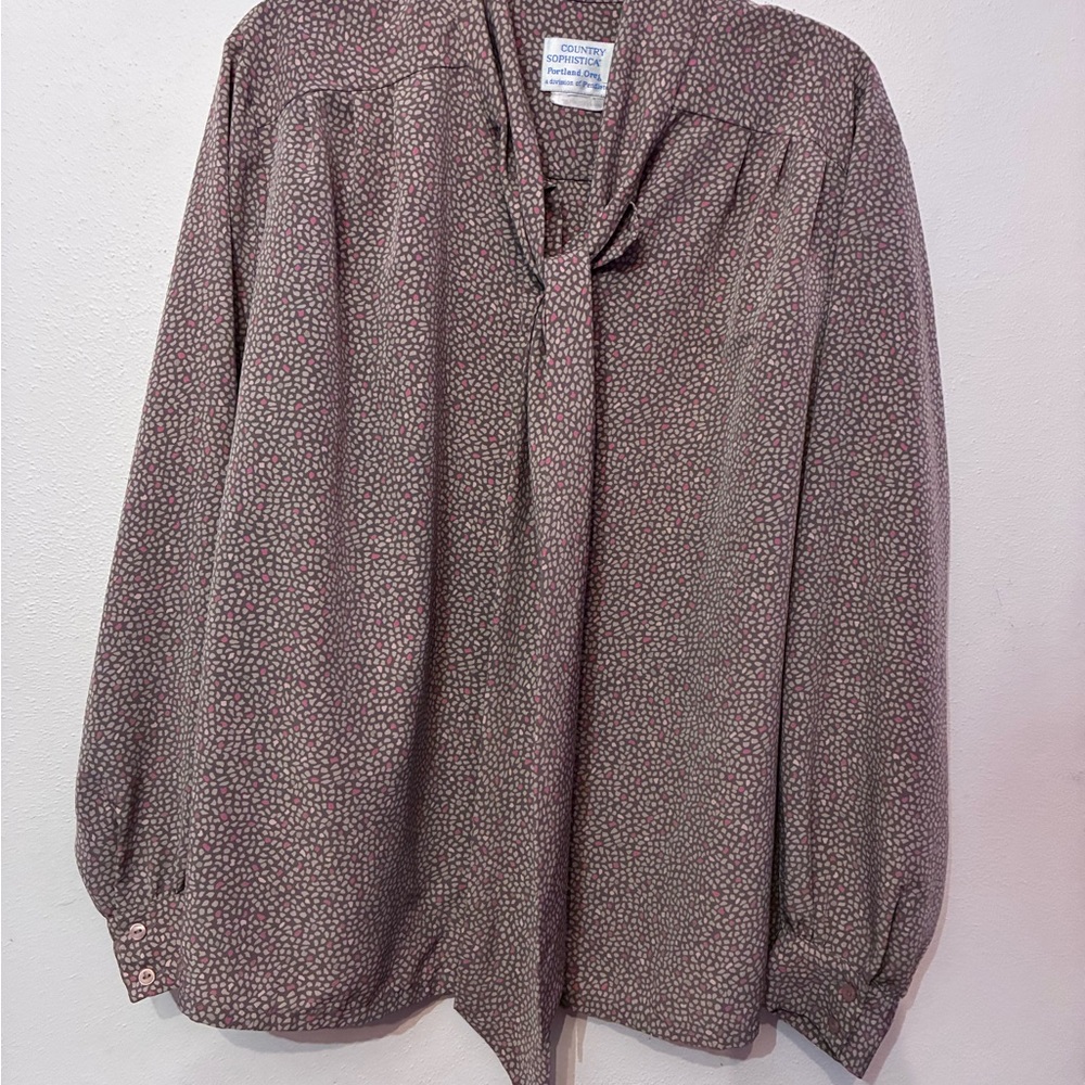 Vintage Pendleton Blouse in Pink and Gray Pattern